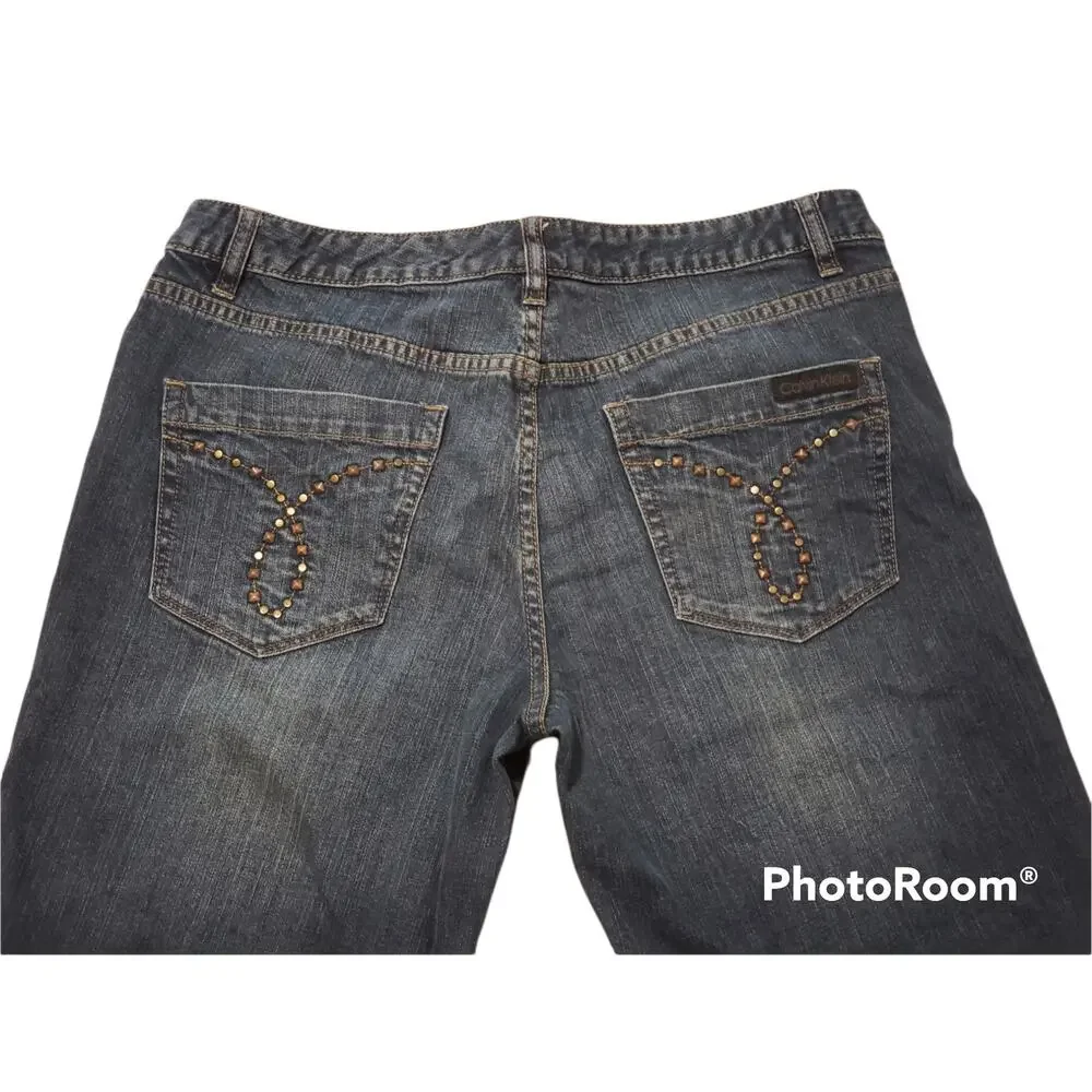 Calvin Klein Denim Jeweled Boyfriend Jeans - Size 32/14